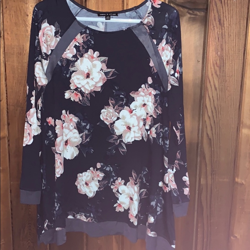 🌼🍁Navy blue float floral long sleeve